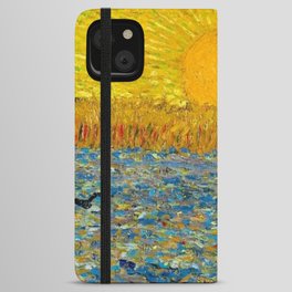 Van Gogh Sunrise over golden fields of wheat; Provence, France landscape painting iPhone Wallet Case