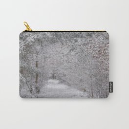 St Bernard dog in the snowy woods Carry-All Pouch