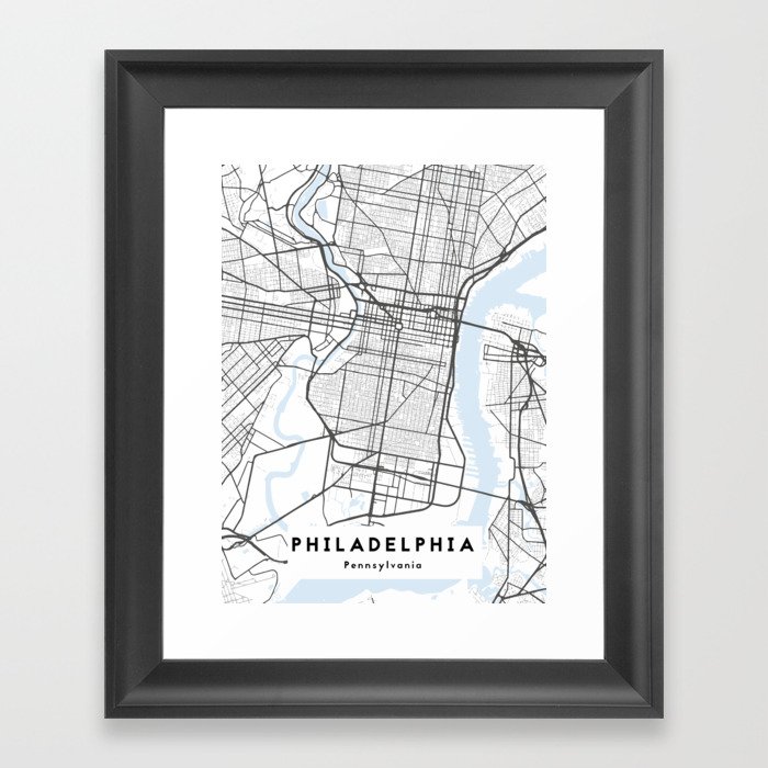 Philadelphia City Map Illustration Framed Art Print