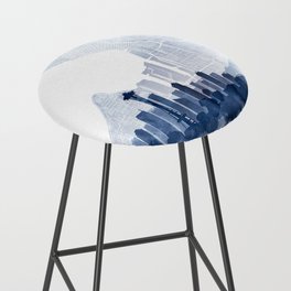 Seattle Skyline & Map Watercolor Navy Blue, Print by Zouzounio Art Bar Stool