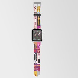 Art collage, musical illustration. Patchwork seamless wallpaper. Apple Watch Band
