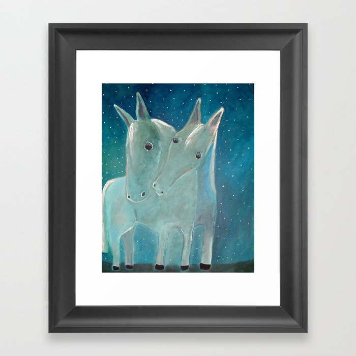 the blue ponies Framed Art Print