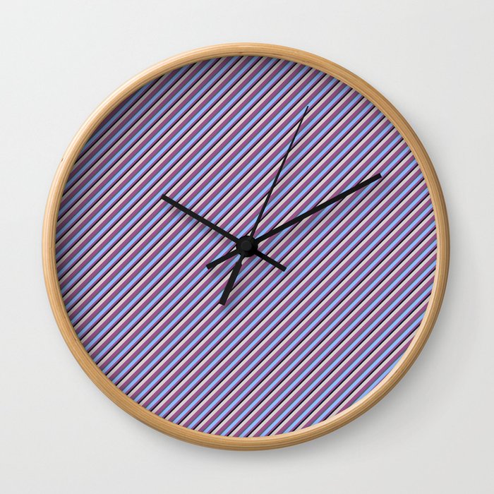 Light Lilac Blue Inclined Stripes Wall Clock