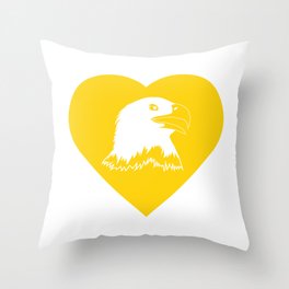Eagle Mascot Cares Yellow Throw Pillow