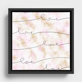Pink Marble Love Framed Canvas