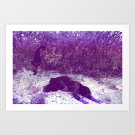 Untitled in Gloves Art Print | Cloak, Digital, Givingin, Digital Manipulation, Down, Self, Me, Bushes, Purple, Selfportrait 