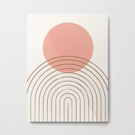 Pink Sun Mid-Century Full Metal Print