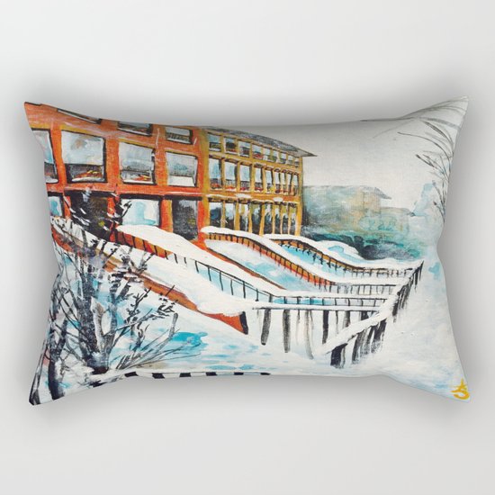 Brooklyn New York In Snow Storm Rectangular Pillow
