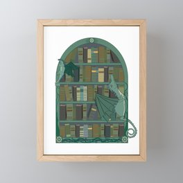 Dragon Bookshelf Framed Mini Art Print