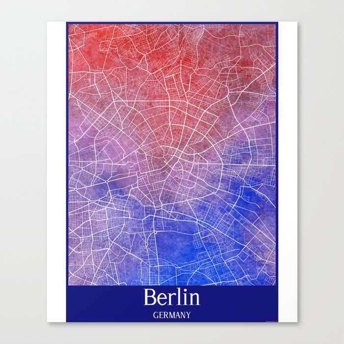 Berlin city map in watercolor Canvas Print