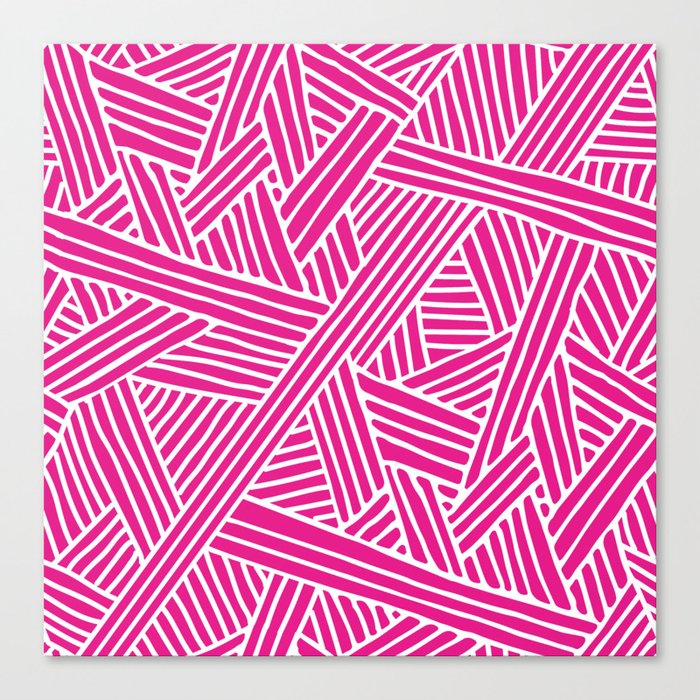 Abstract pink & white Lines and Triangles Pattern - Mix and Match with Simplicity of Life Canvas Print