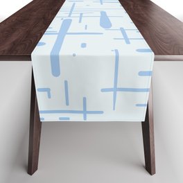 Mid-Century Modern Kinetikos Minimalist Pattern in Light Powder Blue Table Runner