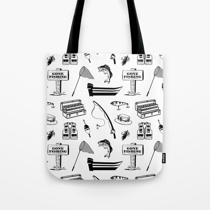 Gone Fishing Tote Bag by Thin Line Studio