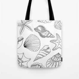Shell Pattern Black and White Tote Bag