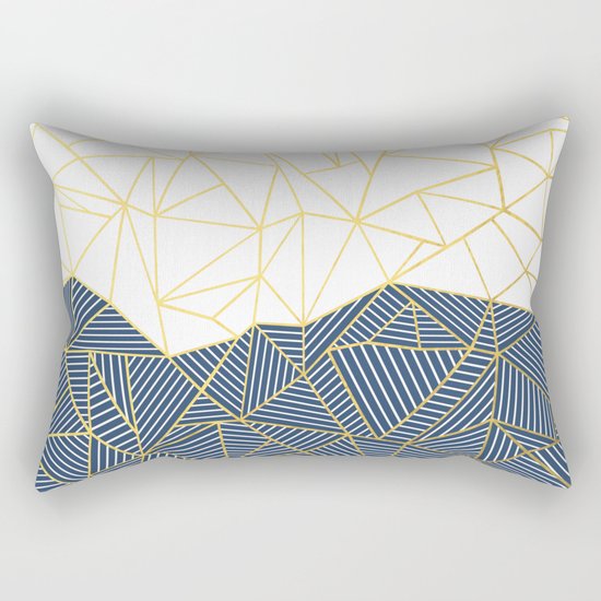 Ab Half and Half Navy Gold Rectangular Pillow