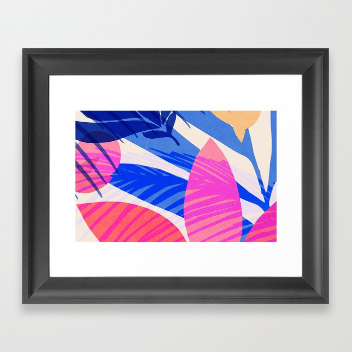 Pink Tropical Abstract Botanical Framed Art Print
