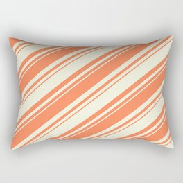 [ Thumbnail: Coral and Beige Colored Lined/Striped Pattern Rectangular Pillow ]