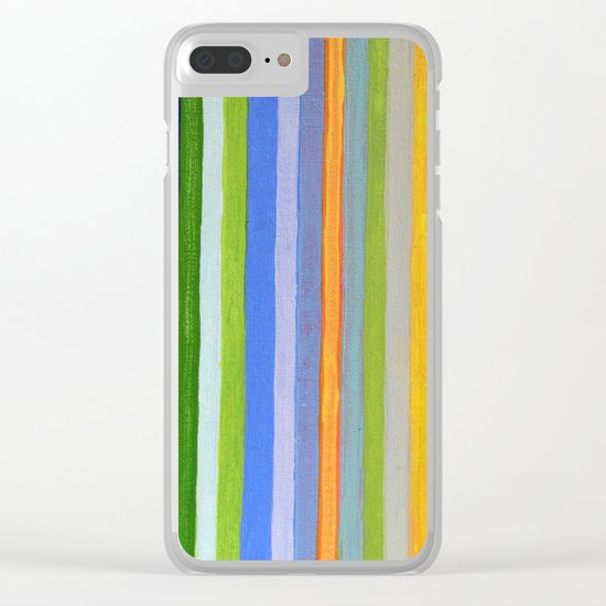 Vibrant Stripes in Orange Green and Blue Clear iPhone Case