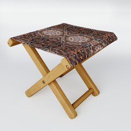 Liquid Light Series 56 ~ Orange & Grey Abstract Fractal Pattern Folding Stool