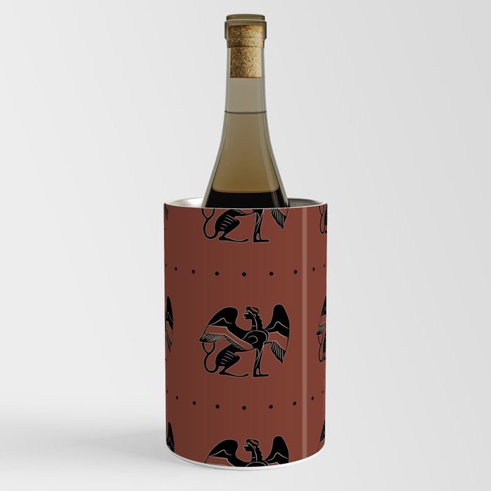 Seamless ethnic pattern with fantastic winged sphinxes. Ancient Greek vase painting motif.  Wine Chiller