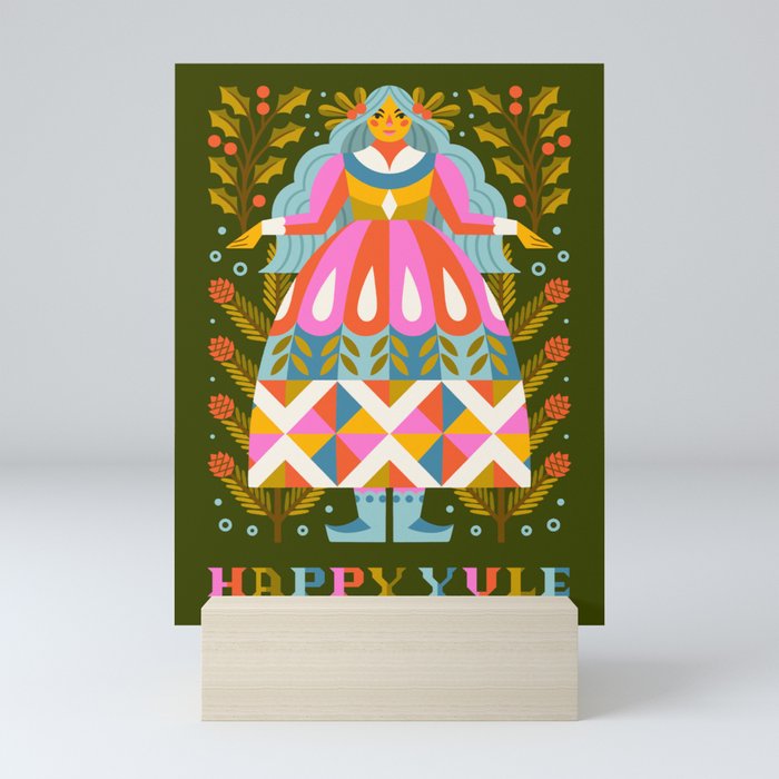 Happy Yule // Green Mini Art Print