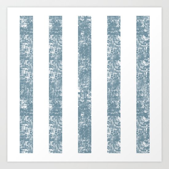 Maritime Navy Beach Pattern- Blue and White Stripes- Vertical - Art Print