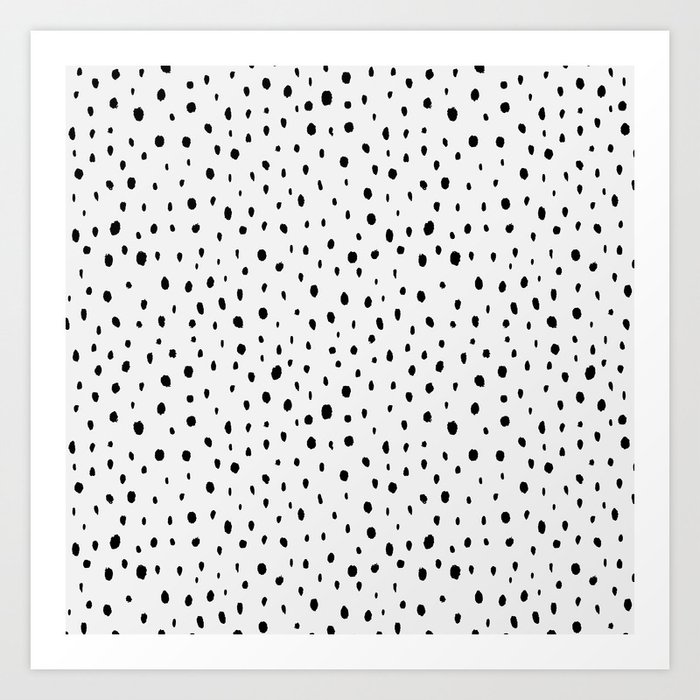 Black & white brushed dot Art Print