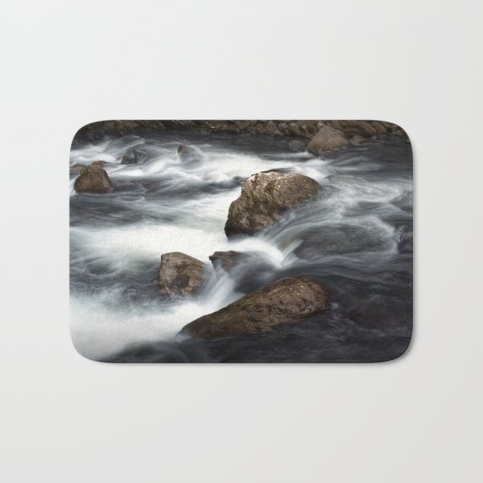 Flowing Water over Rocks in a Mountain Stream in the Smoky Mountains Bath Mat