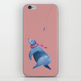 Cartoon Polar Bear catching fish iPhone Skin
