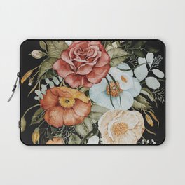 Roses and Poppies Bouquet on Charcoal Black Laptop Sleeve