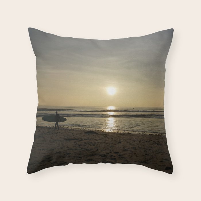 Cardiff Surfer Sunset Throw Pillow By Riggedit Society6