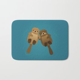 I Wanna Hold Your Hand Bath Mat | Digital, Animal, Holdinghands, Love, Water, Otter, Illustration, Vector, Seaotter, Drawing 