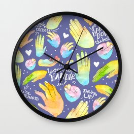 Hands Down, You're Awesome! - Motivational Watercolor Illustration Wall Clock