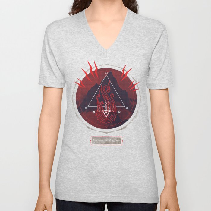 Mountain of Madness (red) V Neck T Shirt