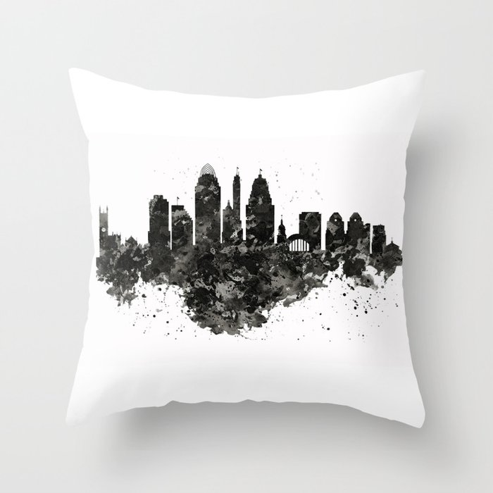 Cincinnati Skyline Black and White Deko-Kissen Cincinnati Skyline Black and White Deko-Kissen