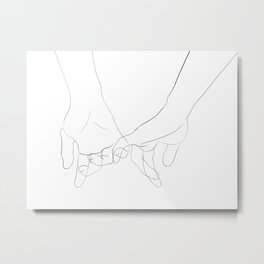 promesse Metal Print | Modern, Promise, Pinky, Love, Simple, Black And White, Minimal, Drawing, Line Art, Holding 