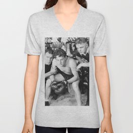 Boxer in corner with trainers V Neck T Shirt