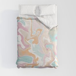 Pastel Marble - Mint Pink Peach Aqua Comforter