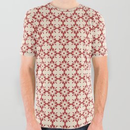 Floral vintage ornament pattern in red All Over Graphic Tee