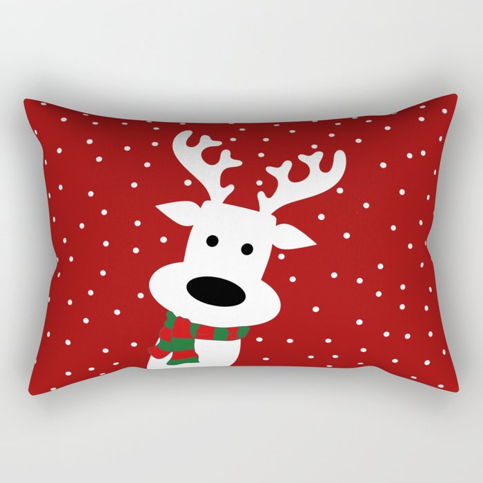 Reindeer in a snowy day (red) Rectangular Pillow