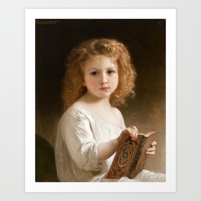 The Story Book by William-Adolphe Bouguereau, 1877 Art Print