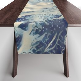 Snow covered forest and river  Table Runner
