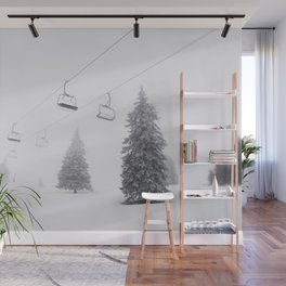 Winter Ski Lift In Mountains Wall Mural