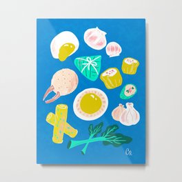 Eat Dim Sum Blue by Cindy Rose Studio Metal Print | Blue, Curated, Asia, Chinesefood, Hargow, Eggroll, China, Lotusleaf, Suimai, Asianfood 