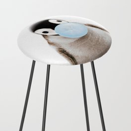 Baby Penguin Blowing Blue Bubble Gum, Baby Boy, Kids Art, Baby Animals Art Print by Synplus Counter Stool