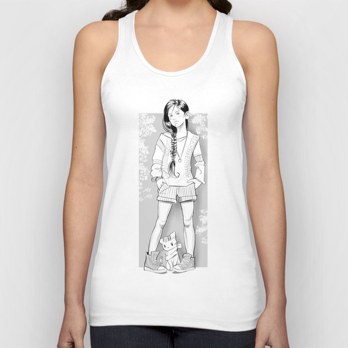 Girl and Cat Tank Top