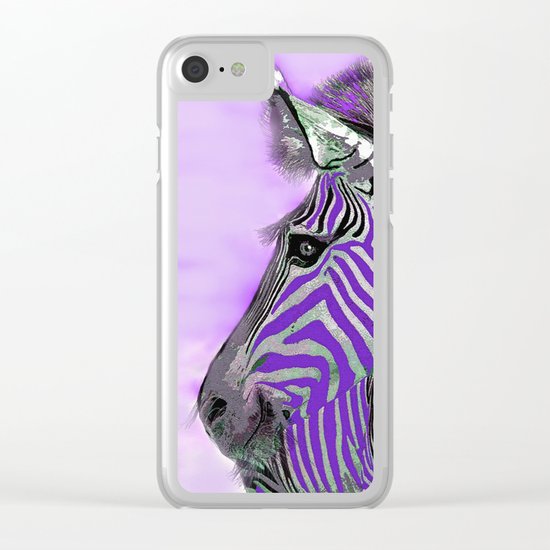 Zebra Purple and White Clear iPhone Case