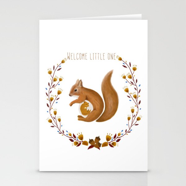 Pregnant Squirrel Stationery Cards
