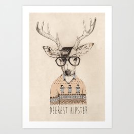 Deerest hipster Art Print