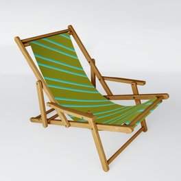 [ Thumbnail: Green, Light Sea Green, and Aquamarine Colored Striped Pattern Sling Chair ]